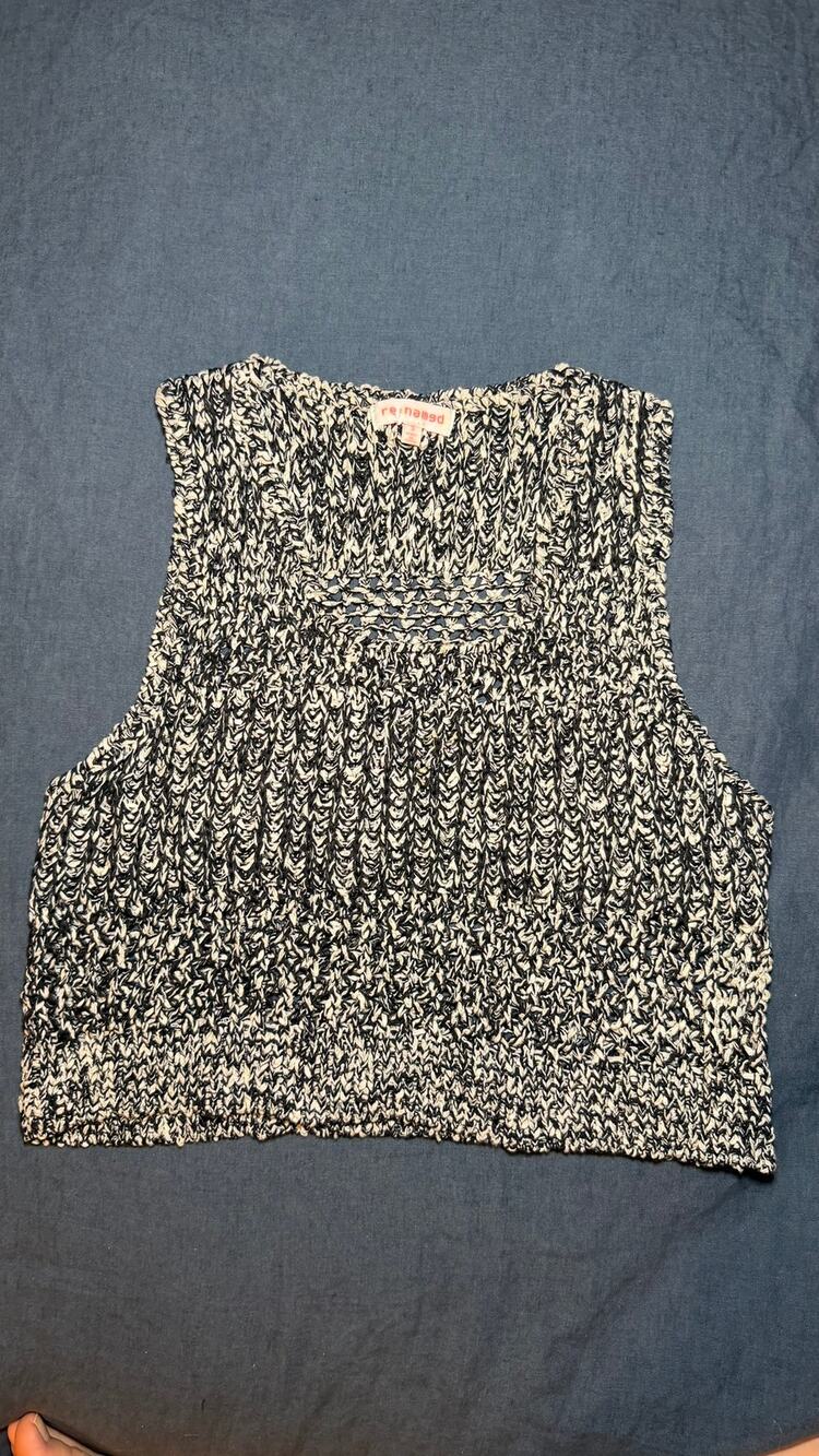 Renamed Black & White Knit Sleeveless Crop Top Size S